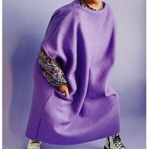 PURPLE The Nati, Stay Cozy Dress - Dark Grape/purple color with yellow zipper